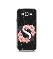 Mermer Çiçekli Harf Tasarım Süper Şeffaf Silikon Telefon Kılıfı Samsung Grand Ne