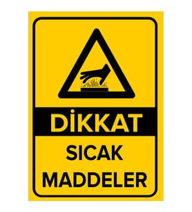 MIGNATIS - Dikkat Sıcak Maddeler Levhası - Sac Malzeme 25x35cm