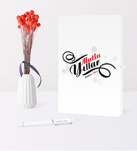 BK Gift Kişiye Özel Yılbaşı Mutlu Yıllar Temalı Beyaz Defter Kalem Seti - 6