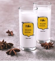 BK Gift Kişiye Özel Renkli Baskılı Rakı Şişesinde Balık Olsam İkili Rakı Bardağı Seti (Beyaz)