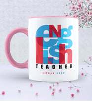 BK Gift Kişiye Özel İngilizce Öğretmeni Pembe Kupa Bardak  1