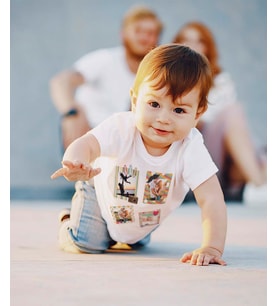 Pia Baby T2028-11 %100 Pamuk Hediyelik 4 Fotoğraflı Kişiye Özel Bebek Çıtçıtlı Body
