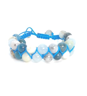 APATİT AKUAMARİN AMAZONİT OPAL ÇİFT SIRA ÖRME BİLEKLİK