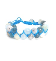 APATİT AKUAMARİN AMAZONİT OPAL ÇİFT SIRA ÖRME BİLEKLİK
