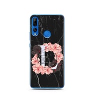 Mermer Çiçekli Harf Tasarım Süper Şeffaf Silikon Telefon Kılıfı Huawei Y9 Prime 