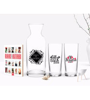 BK Gift Kişiye Özel Renkli Baskılı Selvi Boylum Al Yazmalım İkili Rakı Bardağı Karaf ve Cep Kitabı Hediye Seti-2 (Model 1)