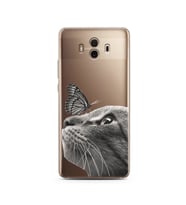 Kedi Kelebek Tasarımlı Süper Şeffaf Silikon Telefon Kılıfı Huawei Mate 10 Pro