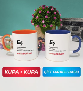 İkili Eş Kupa Bardak Turuncu Lacivert
