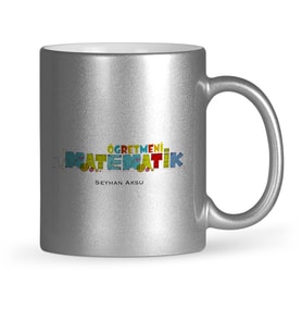 BK Gift Kişiye Özel Matematik Öğretmeni Gümüş Yaldızlı Kupa Bardak  2