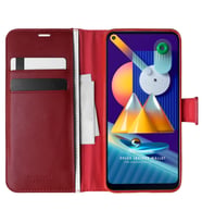 Microsonic Samsung Galaxy M11 Kılıf Delux Leather Wallet Kırmızı