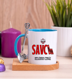 Savcı Ahşap Altlıklı Mavi Kupa Bardak