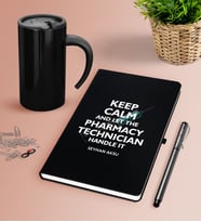 BK Gift Kişiye Özel Eczacı Teknisyeni Siyah Defter Kalem Termos Mug Seti (Model 1)