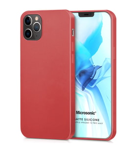 Microsonic Matte Silicone Apple iPhone 12 Pro Max Kılıf Kırmızı