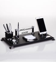 Lotus Masaüstü İsimlik Seti Büro Hediyesi Deri Ofis Masa İsimliği (Siyah)