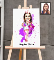 Kişiye Özel Hemşire Karikatürlü  Ahşap Tablo 30x47 Bayan-3