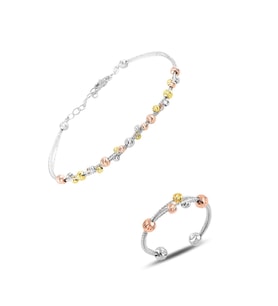 Söğütlü Silver Gümüş dorissa altın yaldızlı gümüş bilezik ve yüzük gümüş set