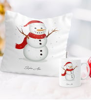 BK Gift Kişiye Özel Yılbaşı Kardan Adam Temalı Yastık Kupa Seti - 2