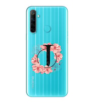 Pembe Çiçekli Harf Tasarım Süper Şeffaf Silikon Telefon Kılıfı Oppo Realmi 6i J-