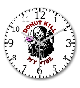 Donut Kill my Vibe Duvar Saati Bombeli Gercek Cam
