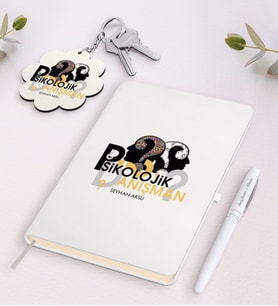 BK Gift Kişiye Özel Psikolojik Danışman Beyaz Defter Kalem ve Anahtarlık Hediye Seti (Model 1)