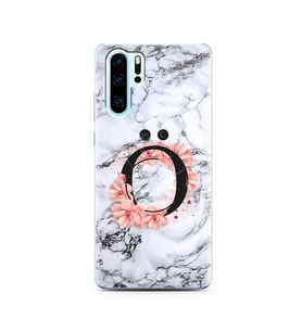 Mermer Çiçekli Harf Tasarım Süper Şeffaf Silikon Telefon Kılıfı Huawei P30 Pro Ö
