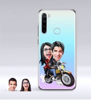 BK Gift Kişiye Özel Sevgililer Karikatürlü Xiaomi Redmi Note 8 İnce Şeffaf Silikon Telefon Kapağı-17 (Beyaz)