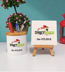Mesajlı Diyetisyen Hediye Kalemlik ve Dekoratif Taş Baskı Hediye Seti