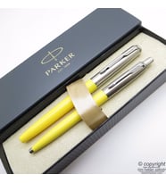 Parker Jotter Original Sarı Dolma Kalem + Tükenmez Kalem Set  İsme Özel Kalem  Hediyelik Kalem