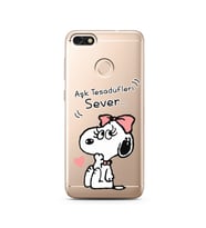 Snoopy Tasarımlı Süper Şeffaf Silikon Telefon Kılıfı Huawei P9 Lite 2017 Mini 