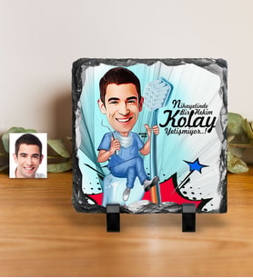 BK Gift Kişiye Özel Bay Diş Hekimi Karikatürlü Dekoratif Doğal Taş  2