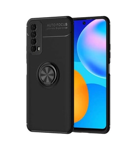 Huawei P Smart 2021 Kılıf Zore Ravel Yüzüklü Silikon Kılıf (Siyah)