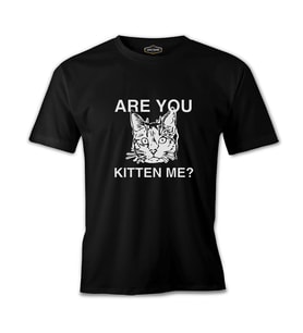 Are You Kitten Me Siyah Erkek Tshirt