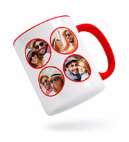 BK Gift Kişiye Özel Oval 4 Fotoğraflı Kırmızı Kupa Bardak-1