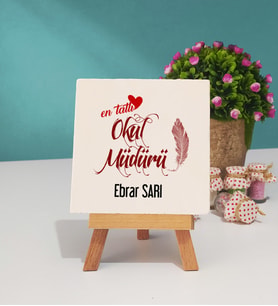 Mesajlı Okul Müdürü Dekoratif Taş Baskı 