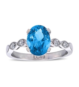 Lova Pırlantalı Oval Blue Topaz Yüzük - 1080058