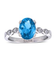 Lova Pırlantalı Oval Blue Topaz Yüzük - 1080058