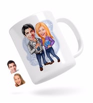 BK Gift Kişiye Özel Sevgililer Karikatürlü Beyaz Kupa Bardak-50