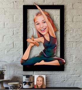BK Gift Kişiye Özel Bayan Yoga Karikatürlü 3D Ahşap Tablo-2