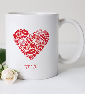 BK Gift Kişiye Özel Beyaz Kupa Bardak Sevgililer Günü Temalı 53