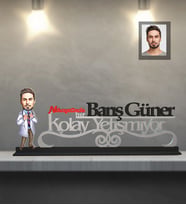 Kişiye Özel Doktor Karikatürlü Kolay Yetişmiyor Ahşap Biblo Bay-6