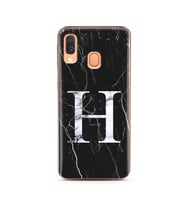 Samsung A40 Siyah Mermer Harf Tasarımlı Telefon Kılıfı H-Harfi 