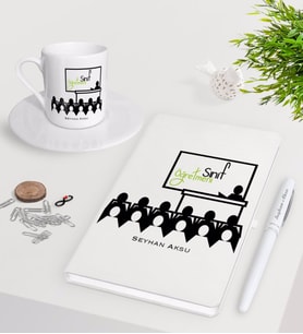 BK Gift Kişiye Özel Sınıf Öğretmeni Beyaz Defter Kalem Türk Kahvesi Fincanı Seti-5 (Model 1)