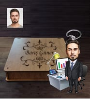Kişiye Özel Öğretmen Karikatürlü  Ahşap Anahtarlık Kutulu Bay-15