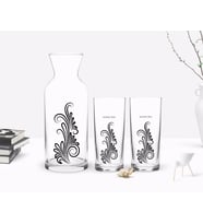 BK Gift Kişiye Özel Renkli Baskılı İsimli İkili Rakı Bardağı ve Karaf Hediye Seti-120 (Beyaz)