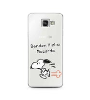 Snoopy Tasarımlı Süper Şeffaf Silikon Telefon Kılıfı Samsung A3 (2016)