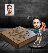 Kişiye Özel Golfçü Karikatürlü Ahşap Biblo Kutulu Bay-1