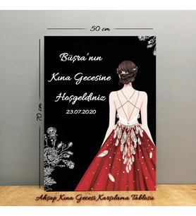 Kına Gecesi Karşılama  Panosu, Hoşgeldiniz Panosu 50 cmx70 cm