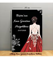 Kına Gecesi Karşılama  Panosu, Hoşgeldiniz Panosu 50 cmx70 cm