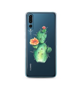 Kaktüs Tasarımlı Süper Şeffaf Silikon Telefon Kılıfı Huawei P20 Pro  