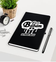 BK Gift Kişiye Özel Yakışıklı Babam Siyah Defter Kalem Seti-2